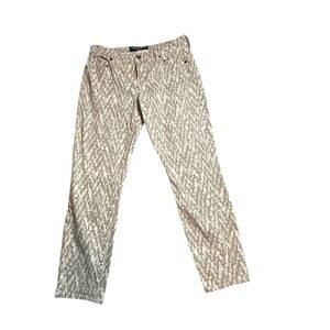 Lucky Brand Sofia Capri Pants Size 6/28 Tan White Abstract Print Stretch
